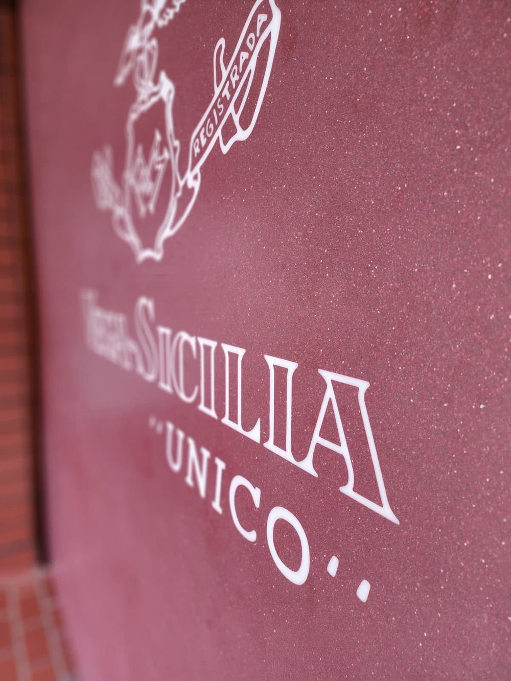 Vega Sicilia Único insignia on the winery wall, Ribera del Duero